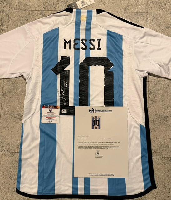 Lionel Messi Argentina Autographed 2022 Adidas FIFA World Cup Home Soccer Jersey LOA - 2