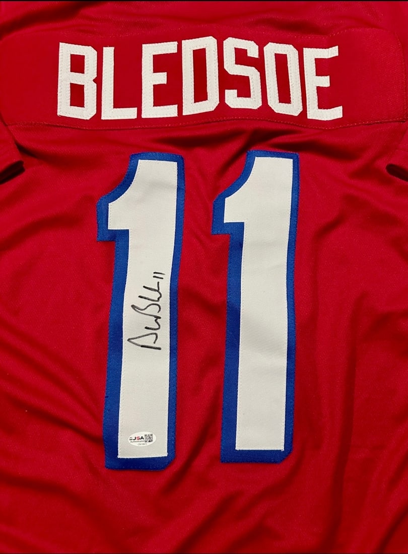 Drew Bledsoe New England Patriots Autographed Custom Football Jersey JSA Hologram - 2