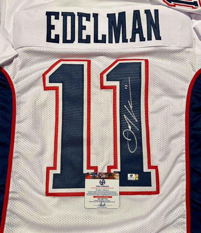 Julian Edelman New England Patriots Autographed Custom Football Jersey coa - 2