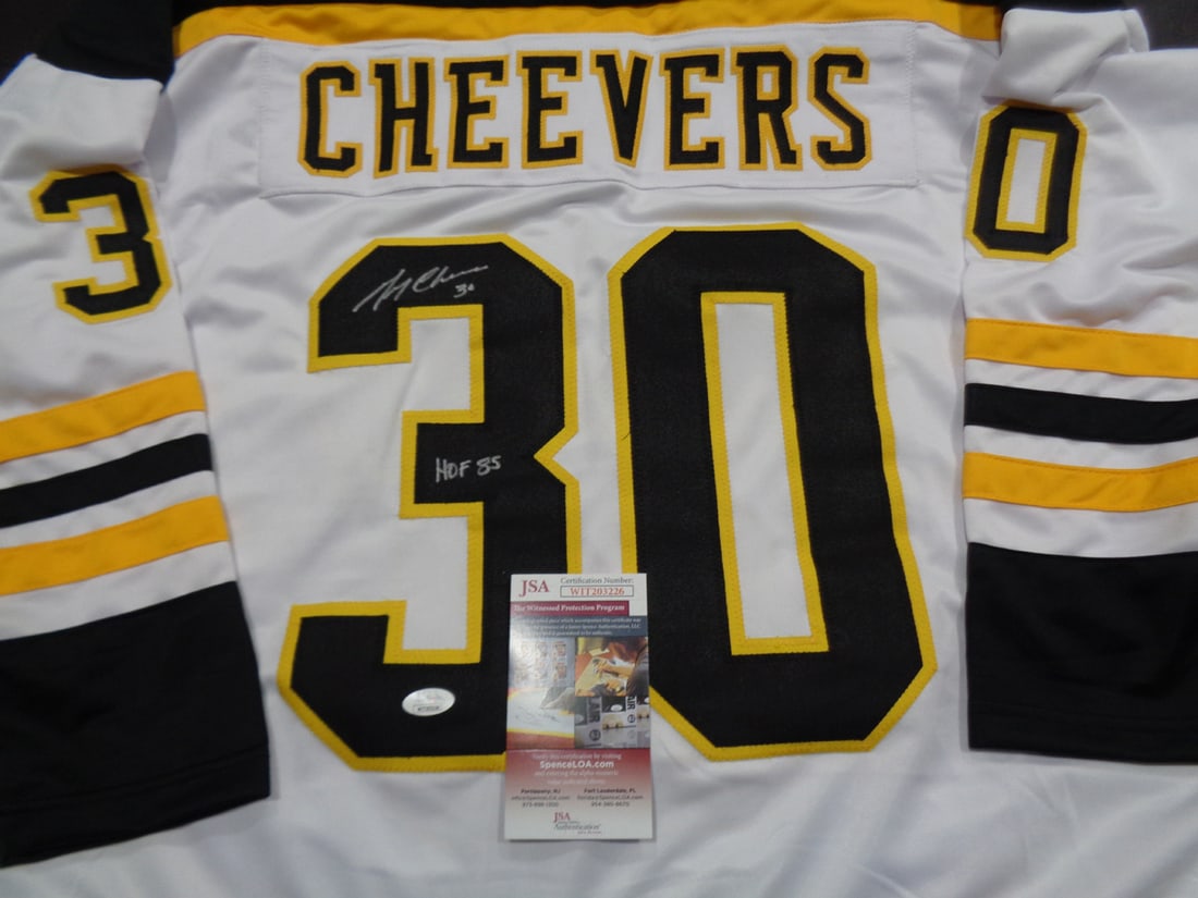 Gerry Cheevers Boston Bruins Autographed & Insc Custom Hockey Jersey JSA coa - 2