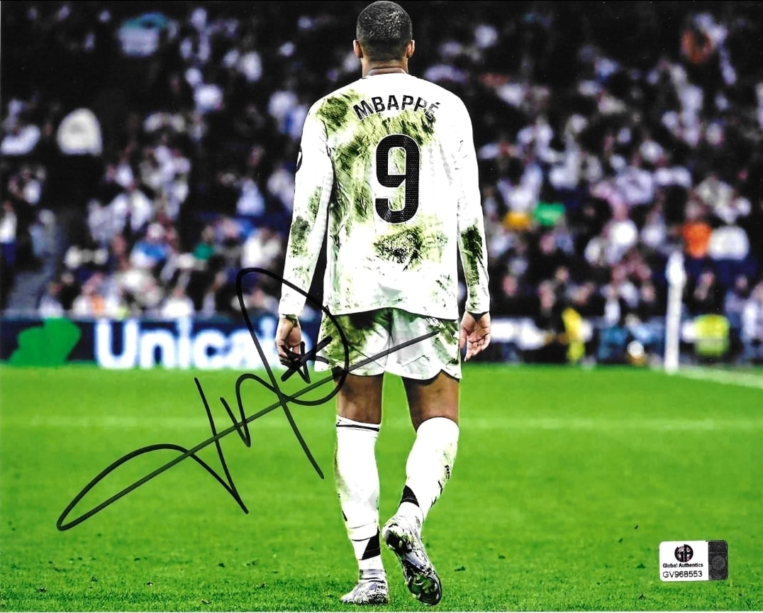 Kylian Mbappe Real Madrid Autographed 8x10 Photo coa: Kylian Mbappe Real Madrid Autographed 8x10 Photo GA coa - Autograph Location & coa # may vary