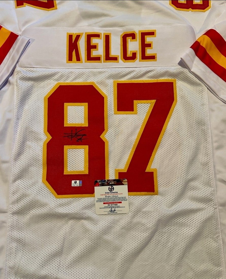Travis Kelce Kansas City Chiefs Autographed Custom Football Jersey coa - 2