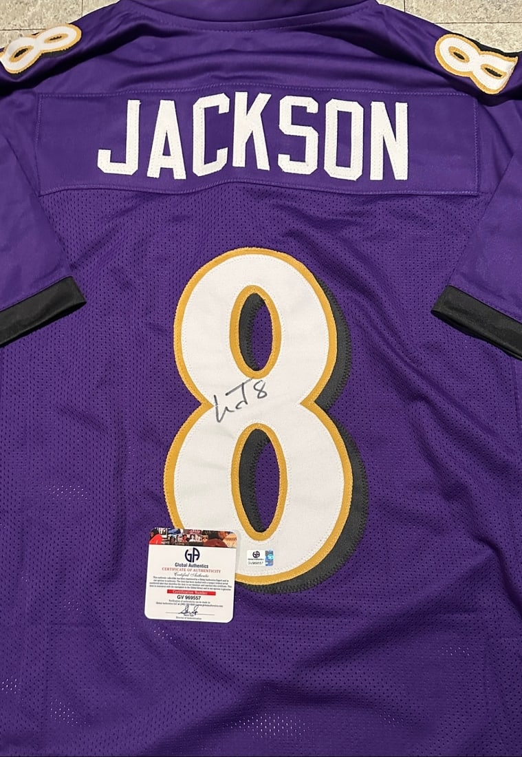 Lamar Jackson Baltimore Ravens Autographed Custom Football Jersey coa - 2