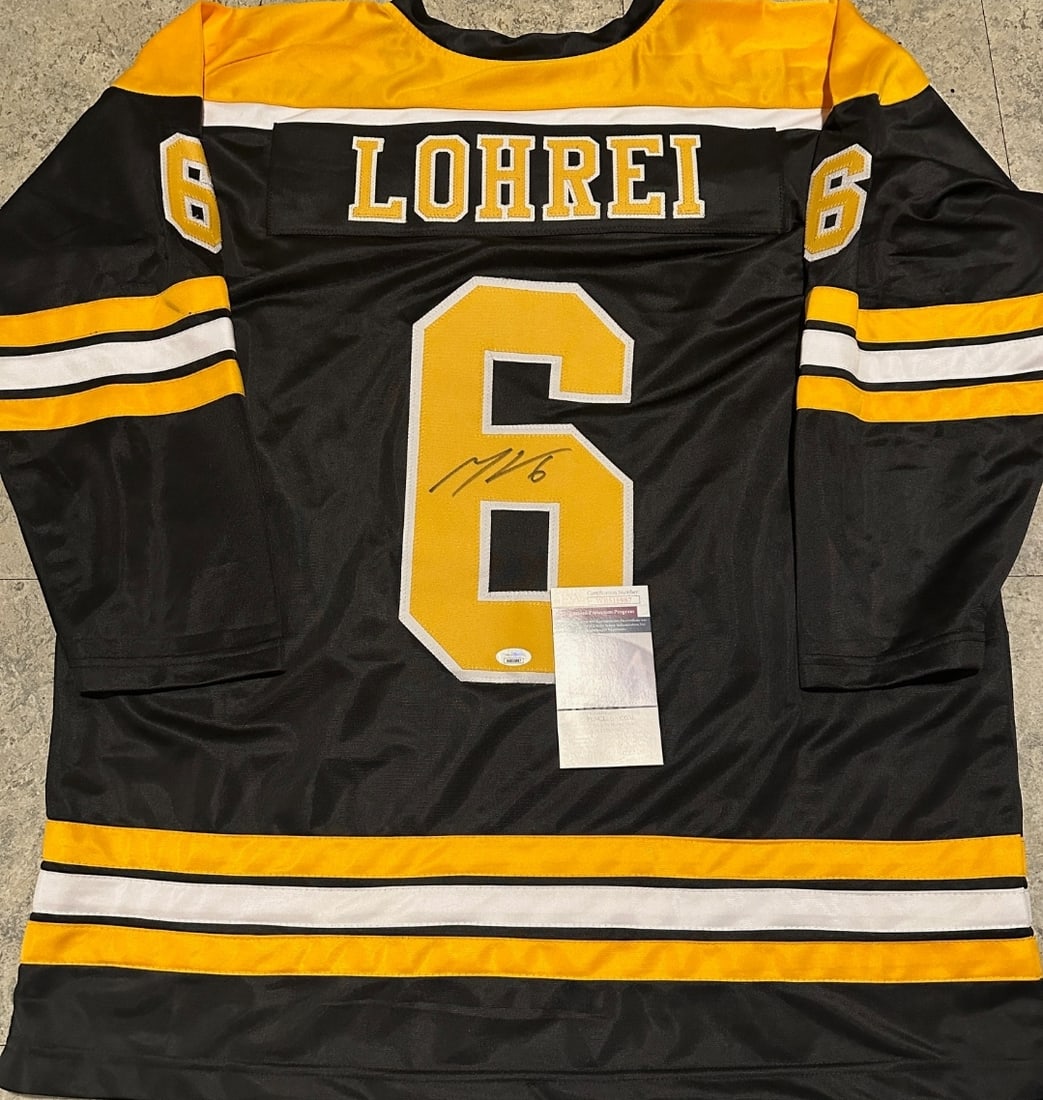 Mason Lohrei Boston Bruins Autographed Custom Hockey Jersey JSA coa