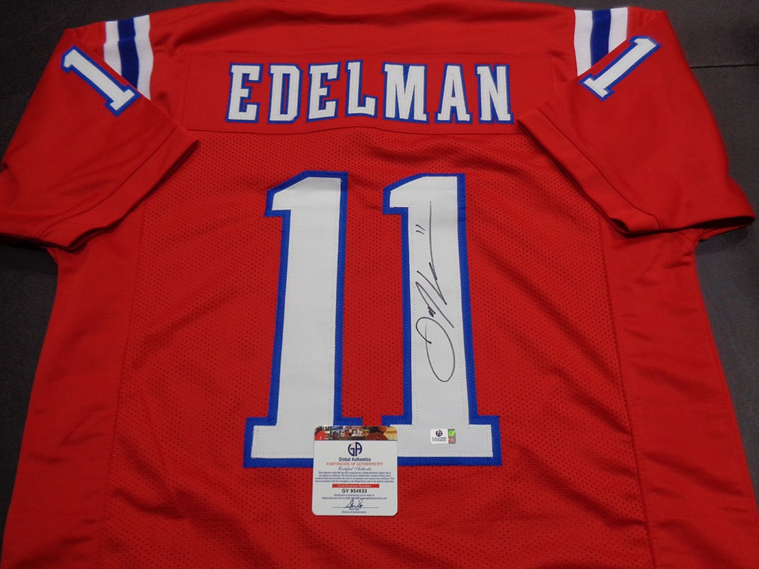 Julian Edelman New England Patriots Autographed Custom Football Jersey coa - 2