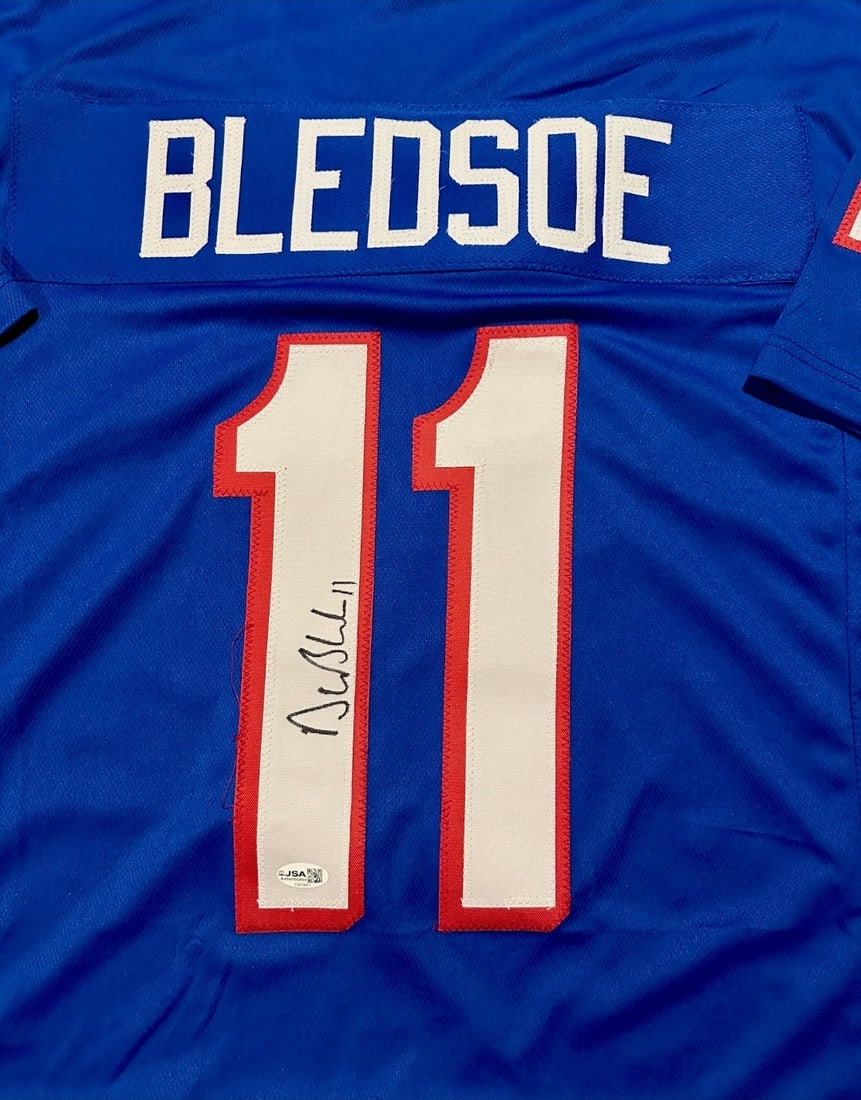 Drew Bledsoe New England Patriots Autographed Custom Football Jersey JSA Hologram - 2