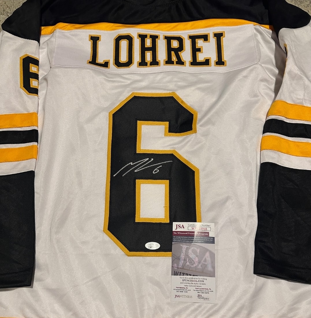 Mason Lohrei Boston Bruins Autographed Custom Hockey Jersey JSA coa - 2