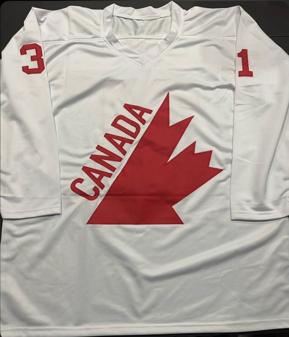 Gerry Cheevers Team Canada Autographed & Insc Custom Hockey Jersey JSA coa - 3