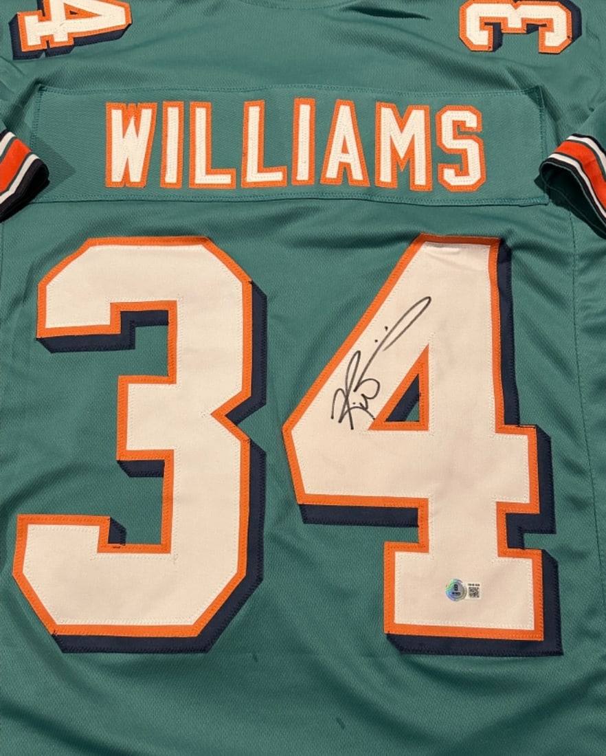 Ricky Williams Miami Dolphins Autographed Custom Football Jersey Beckett Hologram - 2