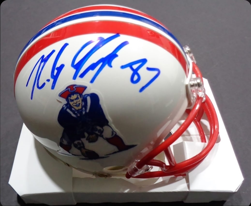 Rob Gronkowski New England Patriots Autographed Riddell Thowback Mini Helmet coa - 2