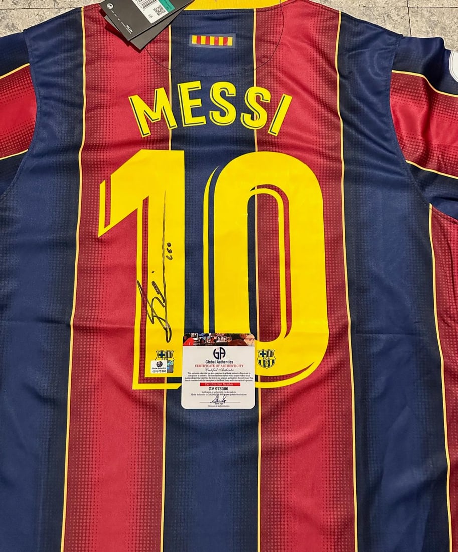 Lionel Messi F.C. Barcelona Autographed 2020-21 Nike Home Soccer Jersey coa - 2