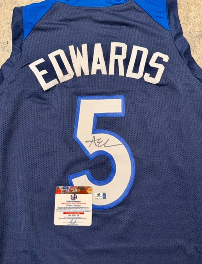 Anthony Edwards Minnesota Timberwolves Autographed Custom Basketball Jersey coa - 2