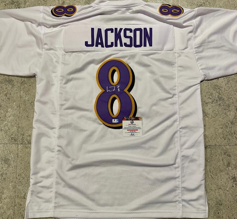 Lamar Jackson Baltimore Ravens Autographed Custom Football Jersey coa
