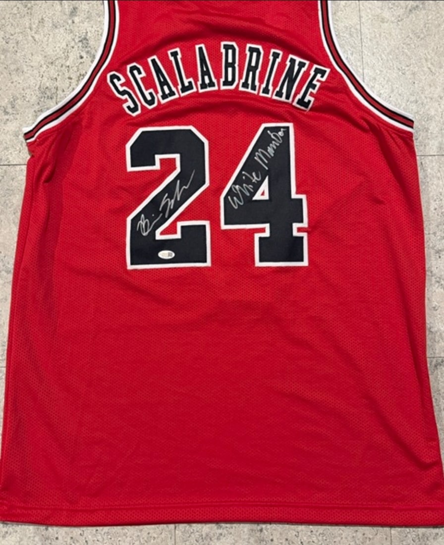 Brian Scalabrine Chicago Bulls Autographed & Ins Custom Basketball Jersey JSA Hologram: Brian Scalabrine Chicago Bulls Autographed & Inscribed "WHITE MAMBA" Custom Basketball Style Jersey JSA Witnessed QR HOLOGRAM (THERE IS NO COA CARDS WITH QR CODE HOLGRAMS - SCAN QR CODE WITH CAMERA