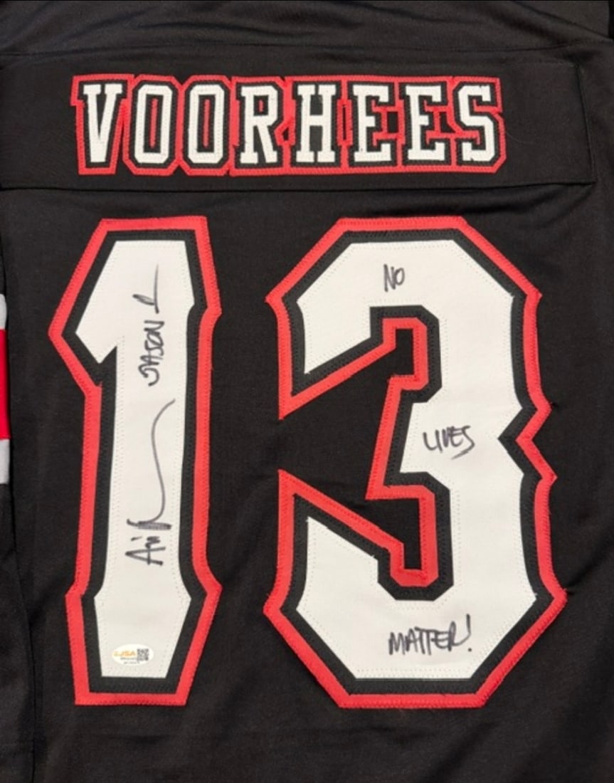 Ari Lehman Friday the 13th Autographed & Inscribed Custom Hockey Jersey JSA Hologram - 2