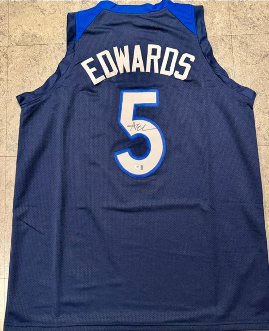 Anthony Edwards Minnesota Timberwolves Autographed Custom Basketball Jersey coa