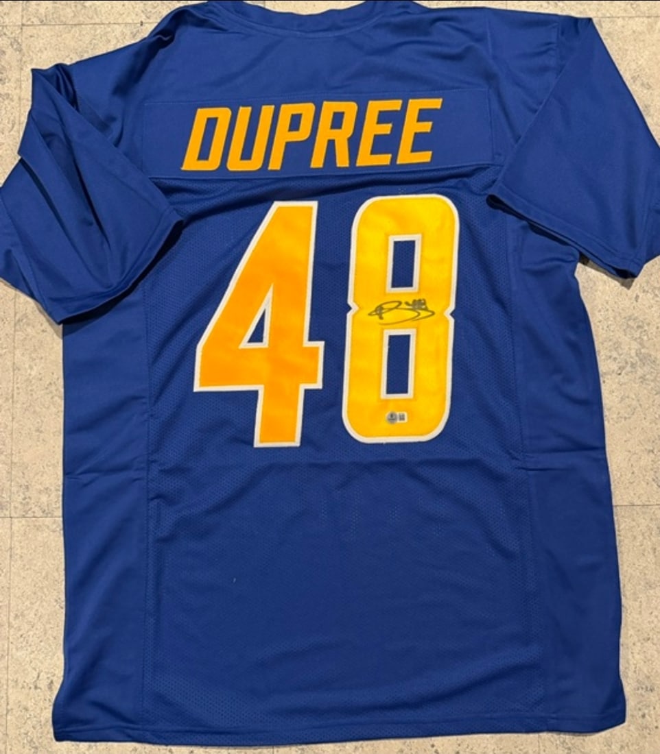 Bud Dupree Los Angeles Chargers Autographed Custom Football Jersey Beckett Hologram: Bud Dupree Los Angeles Chargers Autographed Custom Football Jersey Beckett QR HOLOGRAM (THERE IS NO COA CARDS WITH QR CODE HOLGRAMS - SCAN QR CODE WITH CAMERA TO VERIFY AUTHENTICITY) - Autograph