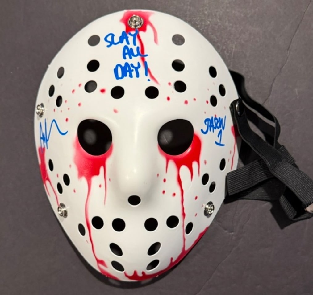Ari Lehman JASON Friday the 13th Autographed & Inscribed White Mask JSA HOLOGRAM: Ari Lehman JASON Friday the 13th Autographed & Inscribed "JASON 1" & "SLAY ALL DAY!" White Mask JSA WITNESSED QR HOLOGRAM INCLUDED (THERE IS NO COA CARDS WITH QR CODE HOLGRAMS - SCAN QR CODE WITH