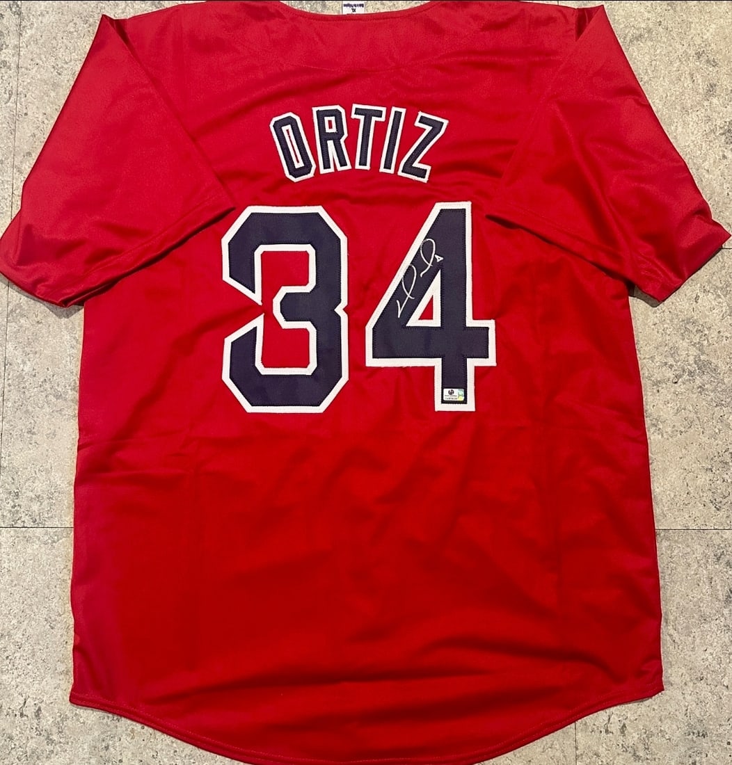 David Ortiz Boston Red Sox Autographed Custom Baseball Jersey coa: David Ortiz Boston Red Sox Autographed Custom Baseball Jersey GA coa - Autograph Location & coa # may vary JERSEY SIZE EXTRA LARGE - CUSTOM JERSEY MEANS NO LOGOS, NO TEAM NAMES, & NO BRAND NAMES