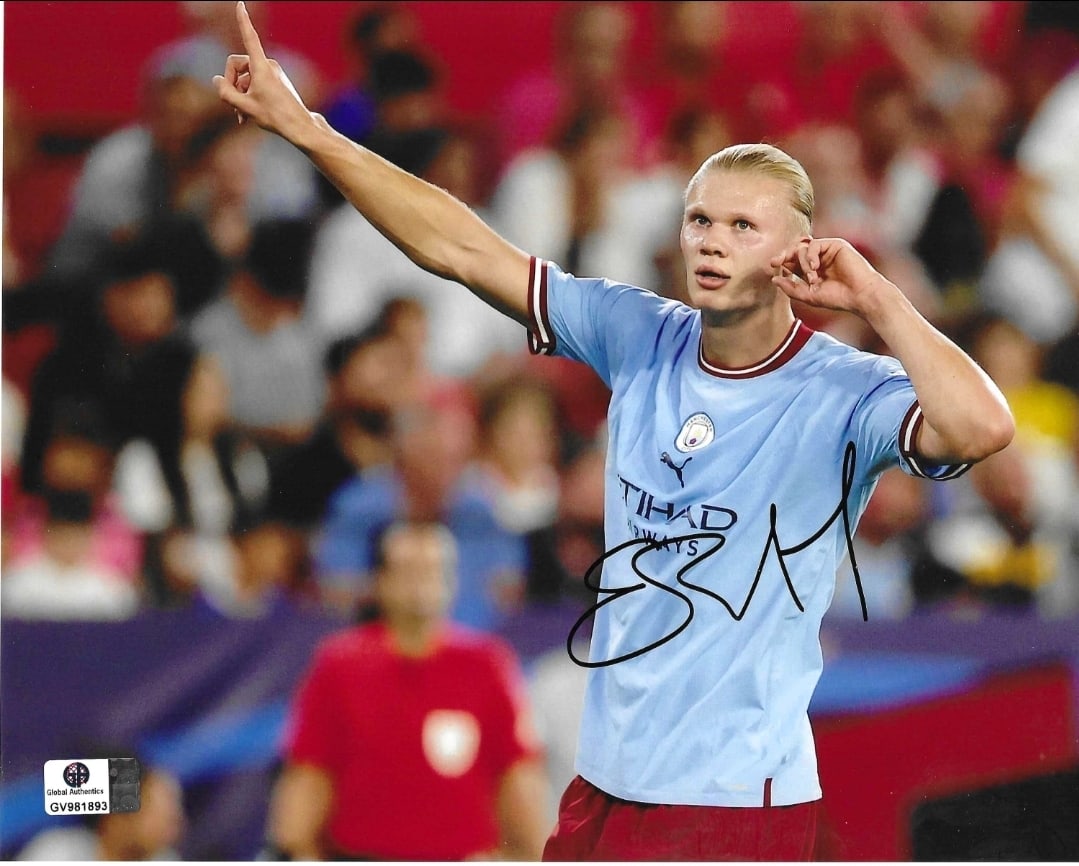 Erling Haaland Manchester City Autographed 8x10 Photo coa: Erling Haaland Manchester City Autographed 8x10 Photo GA coa - Autograph Location & coa # may vary