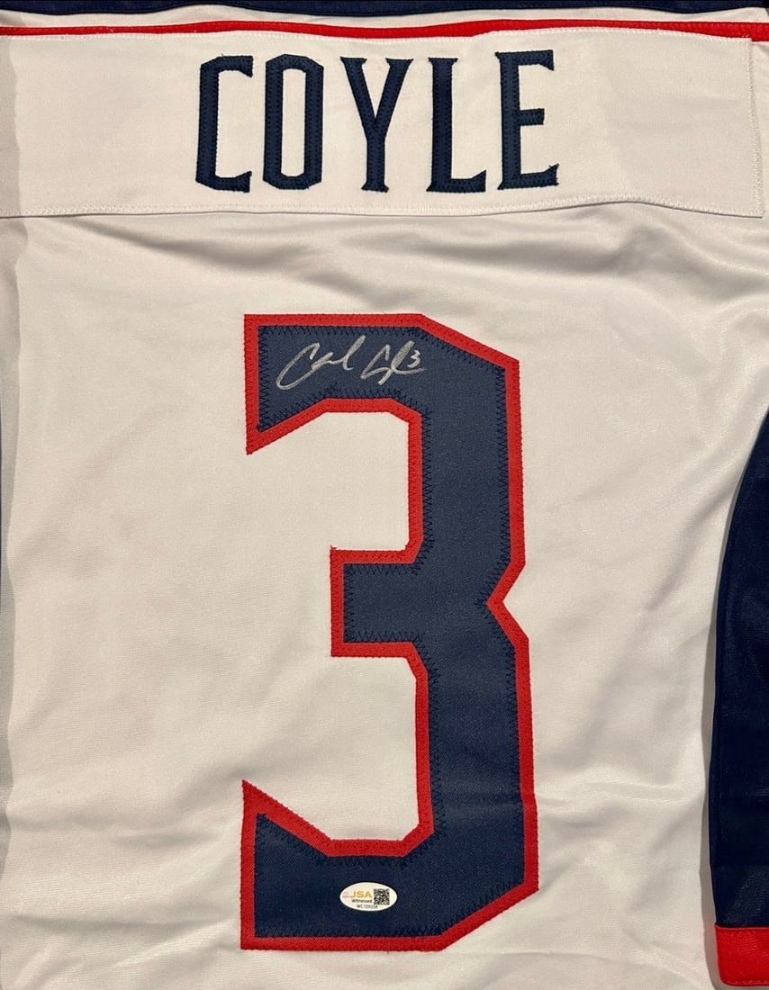 Charlie Coyle Columbus Blue Jackets Autographed Custom Hockey Jersey JSA Hologram - 2