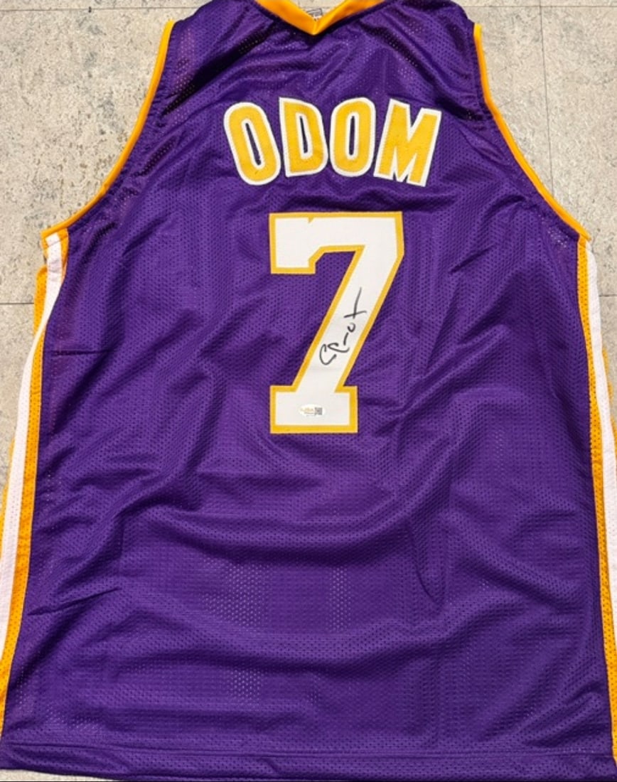 Lamar Odom Los Angeles Lakers Autographed Custom Basketball Style Jersey JSA Hologram: Lamar Odom Los Angeles Lakers Autographed Custom Basketball Style Jersey JSA Witnessed QR HOLOGRAM (THERE IS NO COA CARDS WITH QR CODE HOLGRAMS - SCAN QR CODE WITH CAMERA TO VERIFY AUTHENTICITY) - Aut