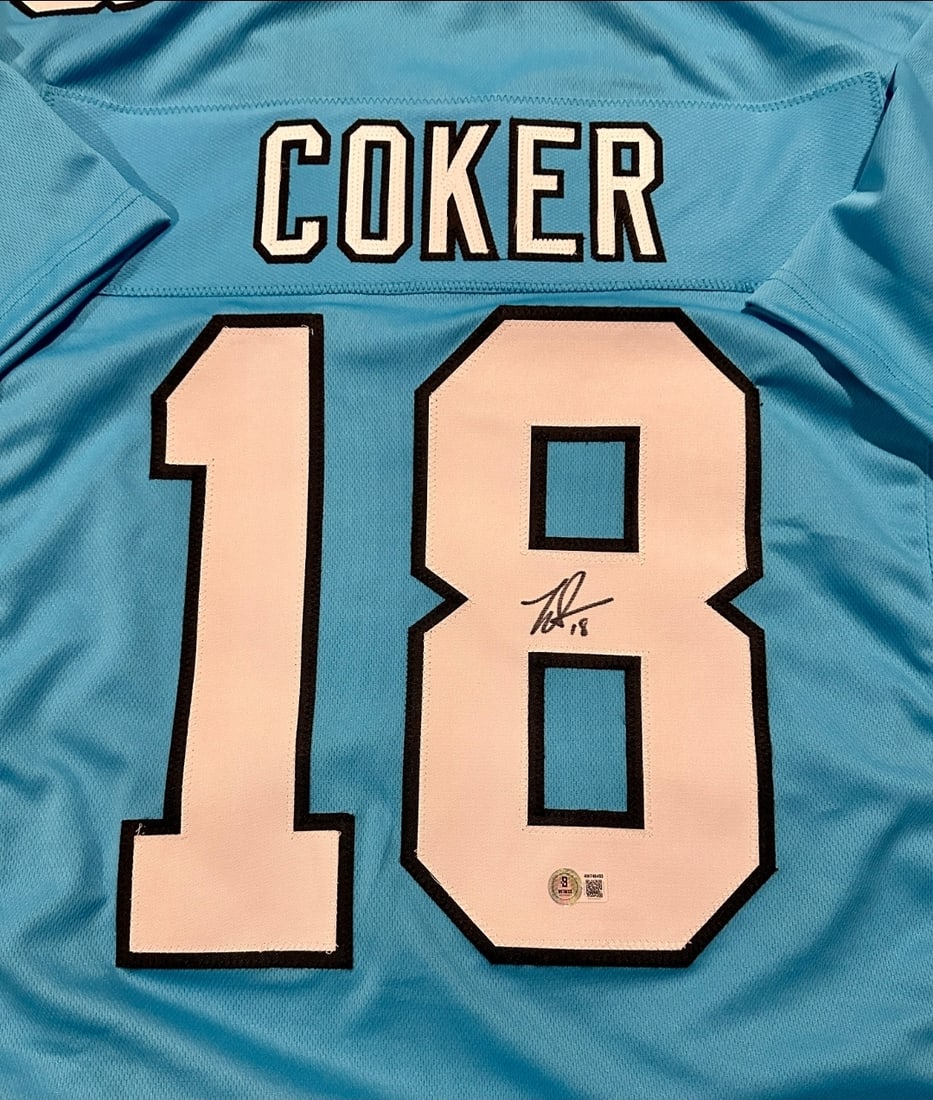 Jalen Coker Carolina Panthers Autographed Custom Football Jersey Beckett Hologram - 2