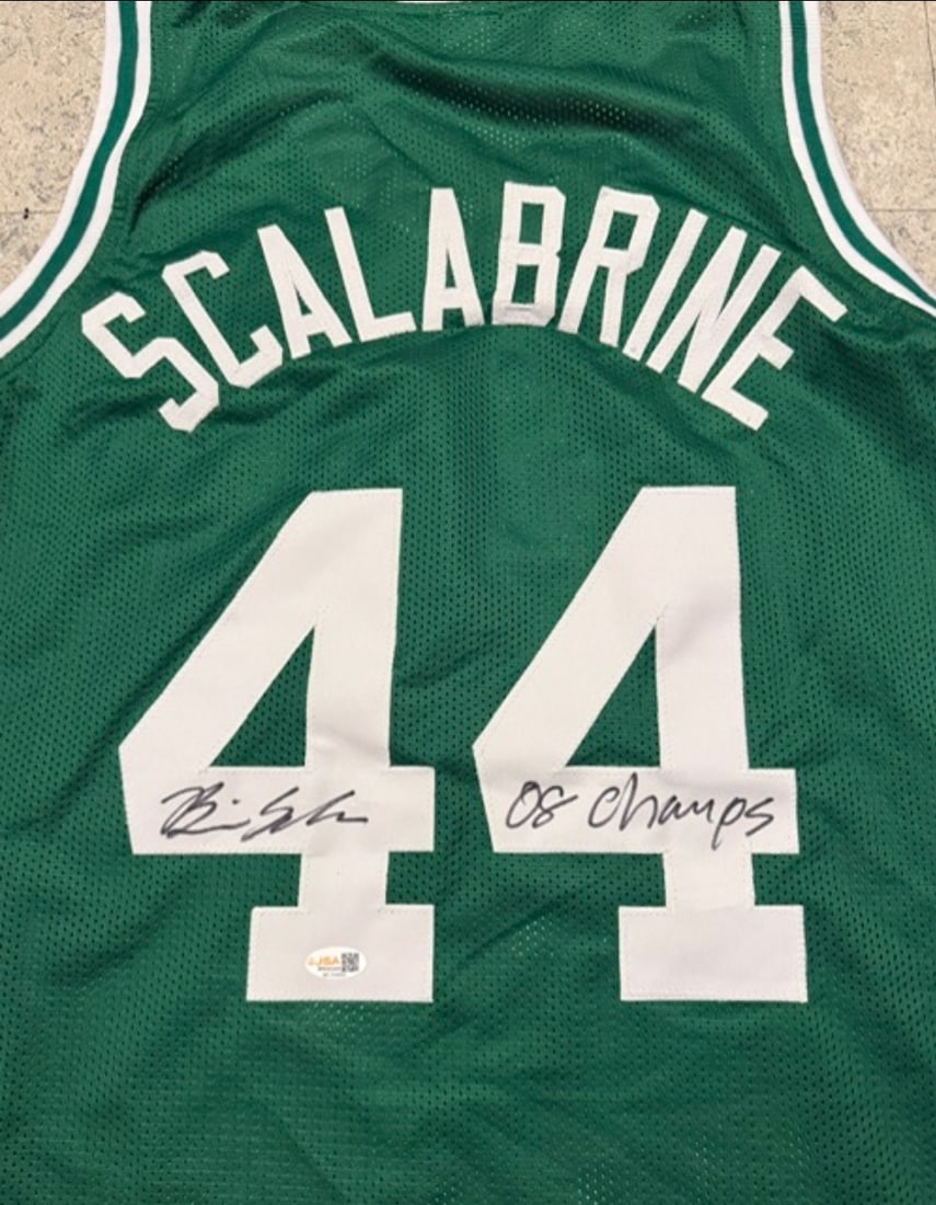 Brian Scalabrine Boston Celtics Autographed & Ins Custom Basketball Jersey JSA Hologram - 2