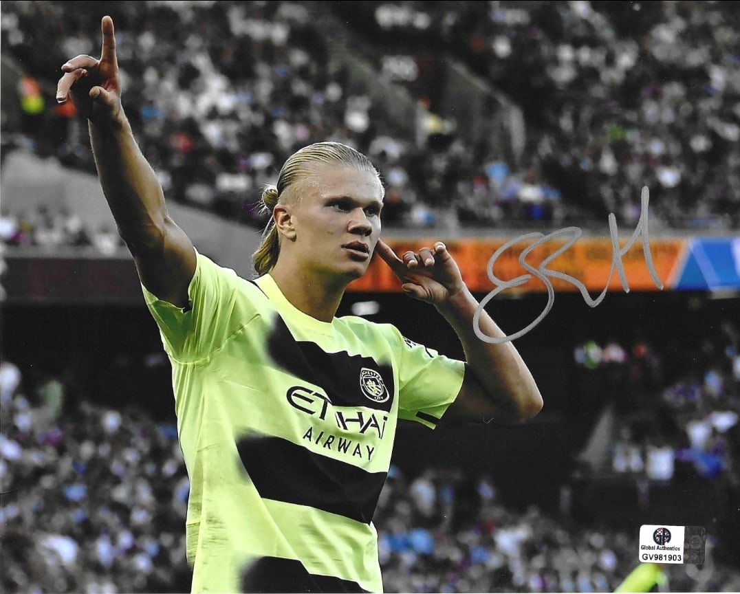 Erling Haaland Manchester City Autographed 8x10 Photo coa: Erling Haaland Manchester City Autographed 8x10 Photo GA coa - Autograph Location & coa # may vary