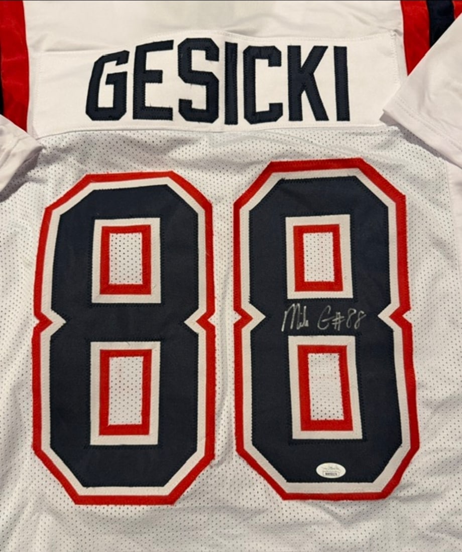 Mike Gesicki New England Patriots Autographed Custom Football Jersey JSA Hologram - 2
