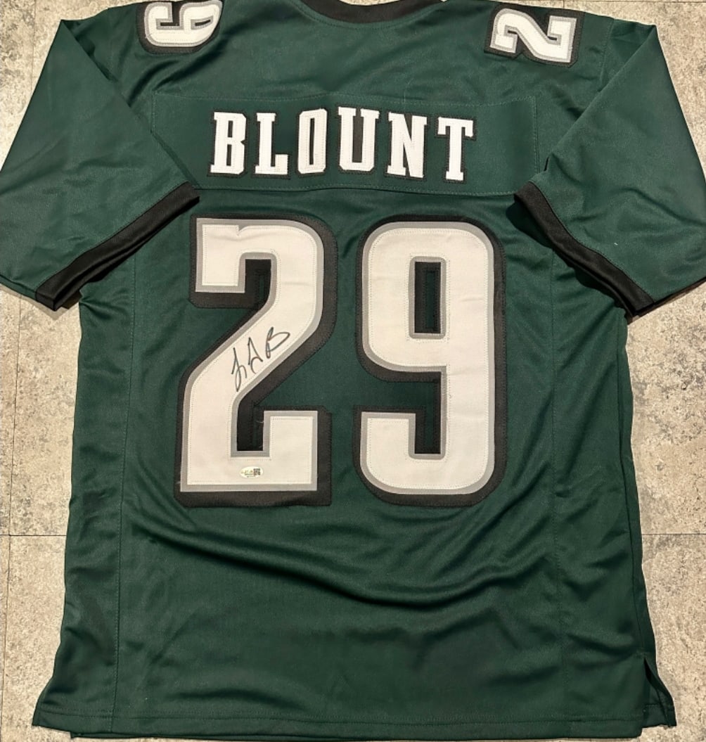 LeGarrette Blount Philadelphia Eagles Autographed Custom Football Jersey JSA Hologram: LeGarrette Blount Philadelphia Eagles Autographed Custom Football Jersey JSA Witnessed QR Hologram Included (THERE IS NO COA CARDS WITH QR CODE HOLGRAMS - SCAN QR CODE WITH CAMERA TO VERIFY