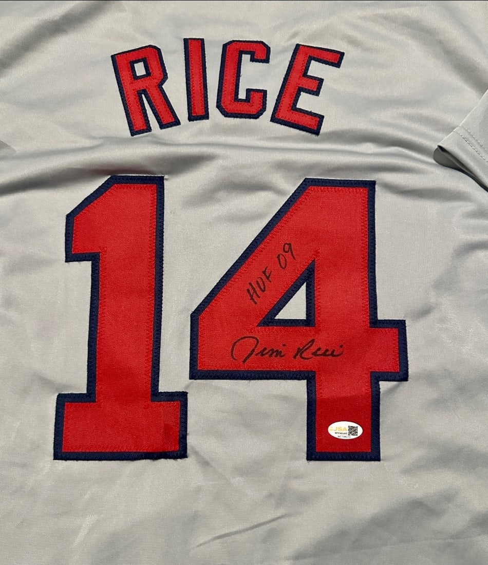 Jim Rice Boston Red Sox Autographed & Insc. Custom Baseball Jersey JSA Hologram - 2
