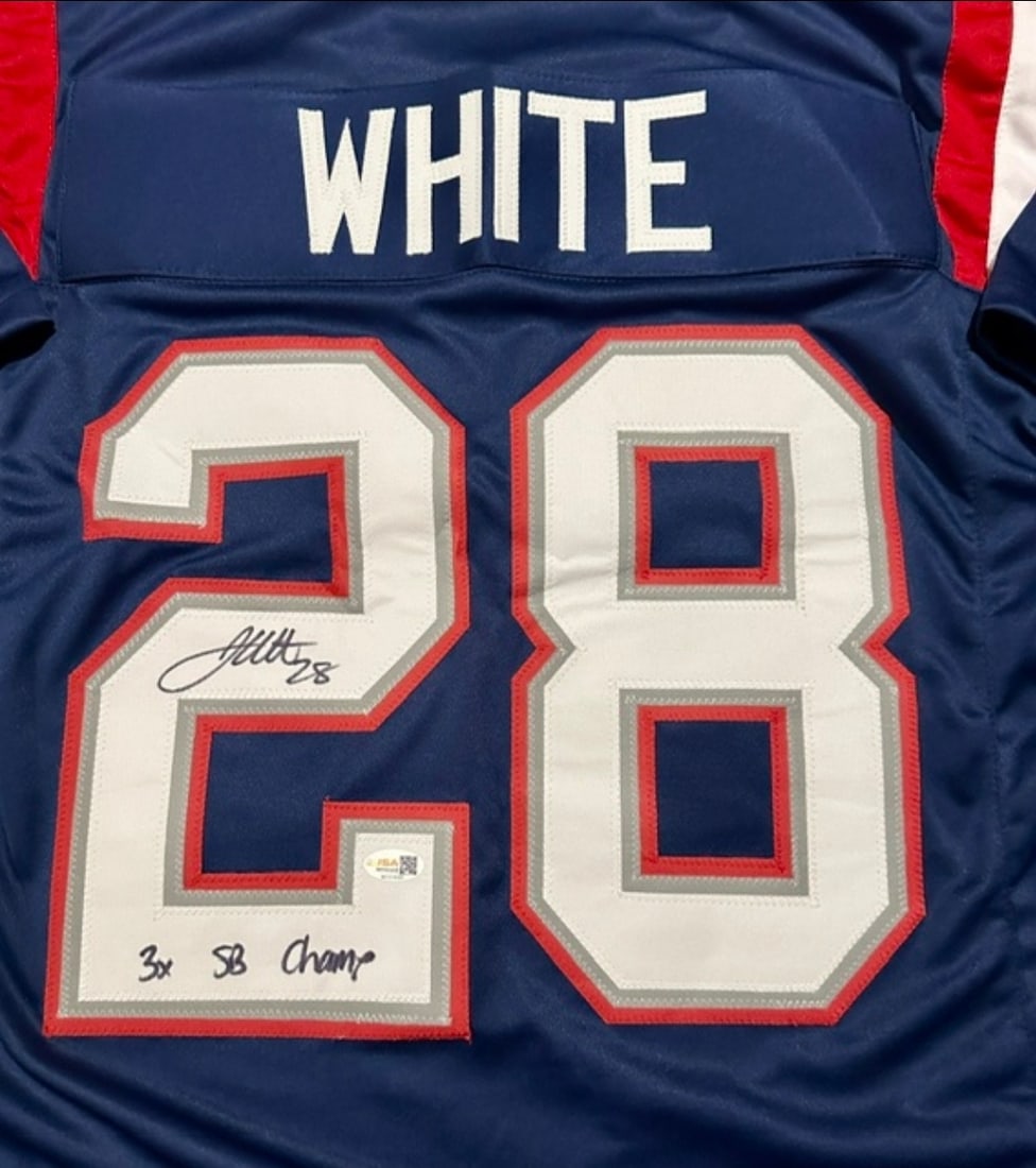 James White New England Patriots Autographed & Inscr Custom Football Jersey JSA HOLOGRAM - 2