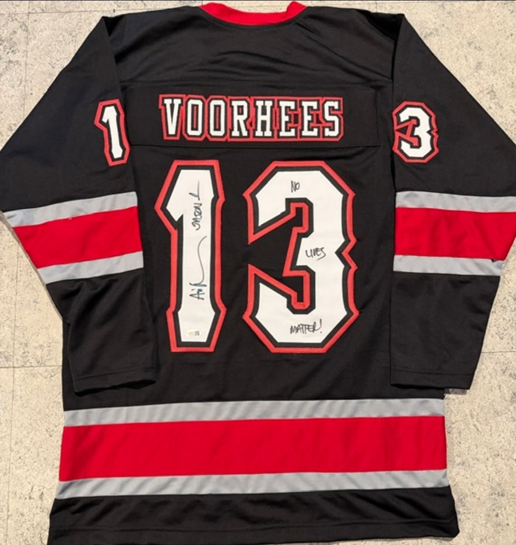 Ari Lehman Friday the 13th Autographed & Inscribed Custom Hockey Jersey JSA Hologram: Ari Lehman Friday the 13th Autographed & Inscribed "NO LIVES MATTERS!" Custom Hockey Jersey JSA Witnessed QR Hologram Included (THERE IS NO COA CARDS WITH QR CODE HOLGRAMS - SCAN QR CODE WITH CAMERA