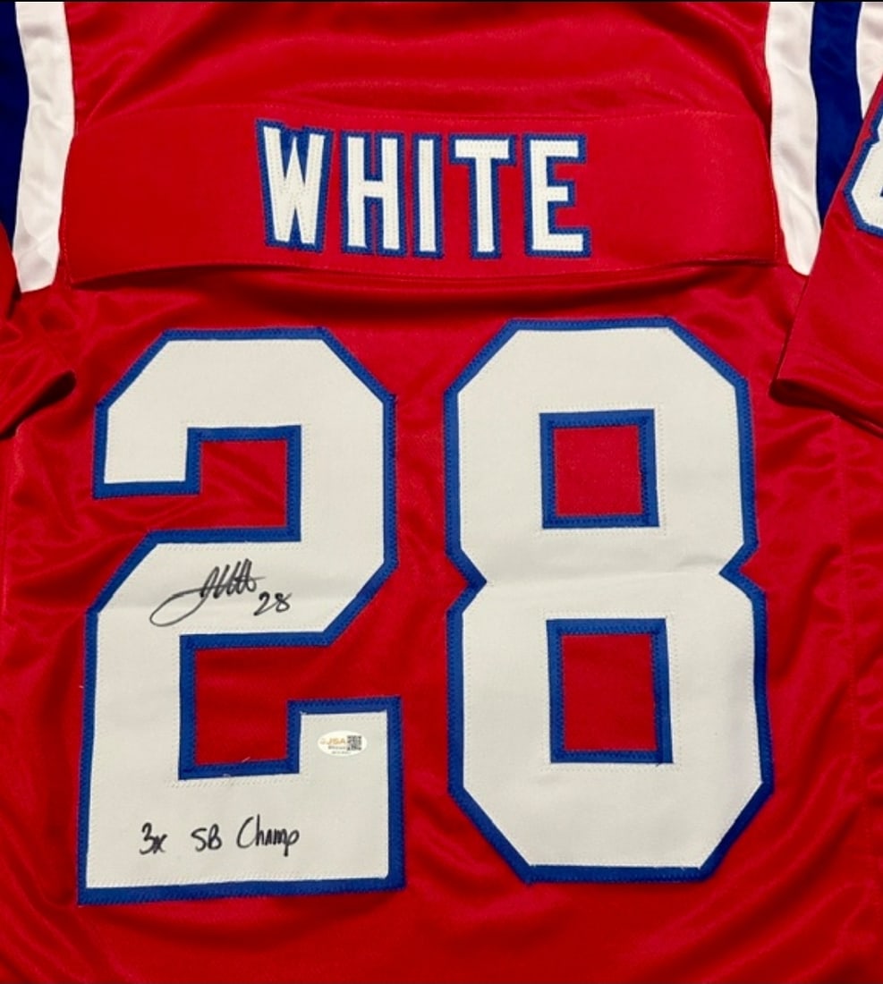 James White New England Patriots Autographed & Inscr Custom Football Jersey JSA coa - 2