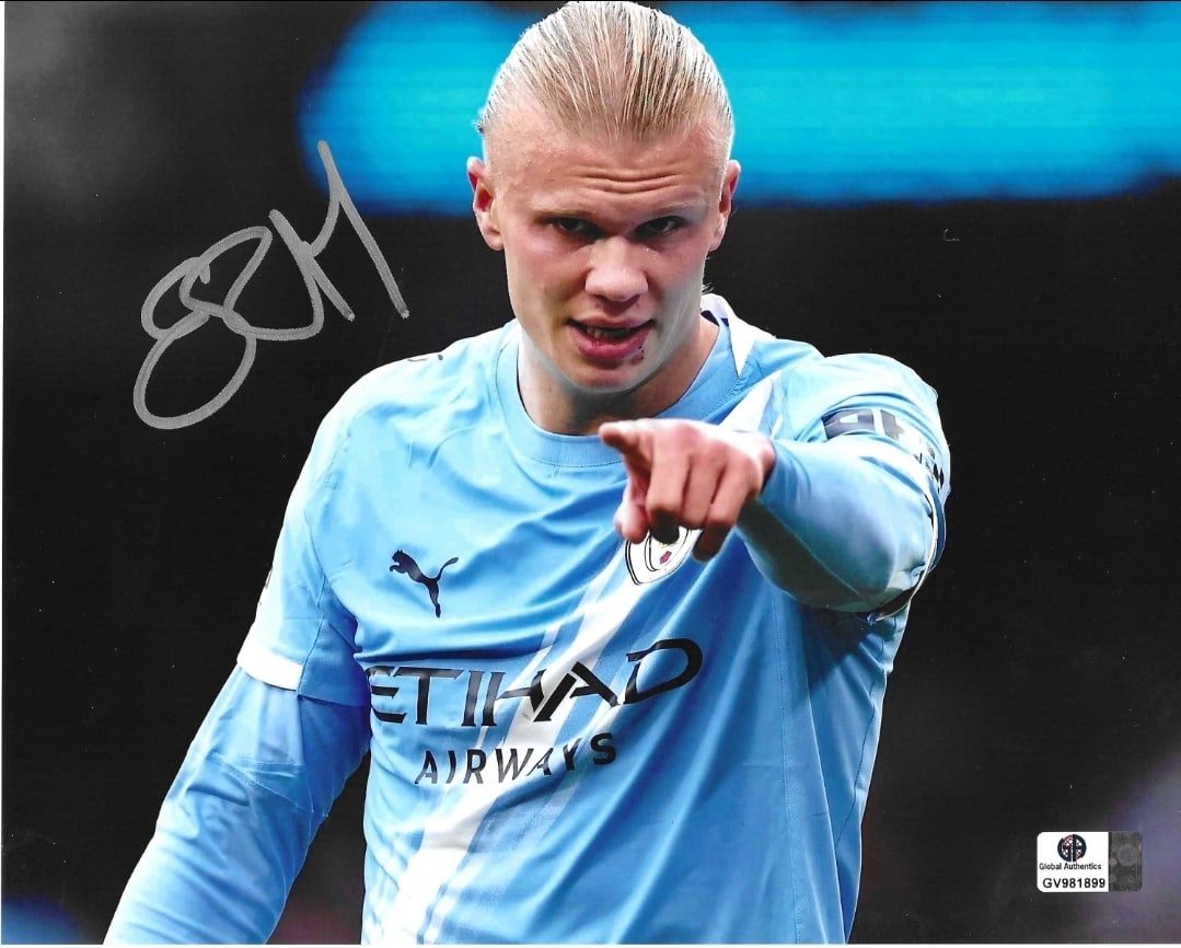 Erling Haaland Manchester City Autographed 8x10 Photo coa: Erling Haaland Manchester City Autographed 8x10 Photo GA coa - Autograph Location & coa # may vary