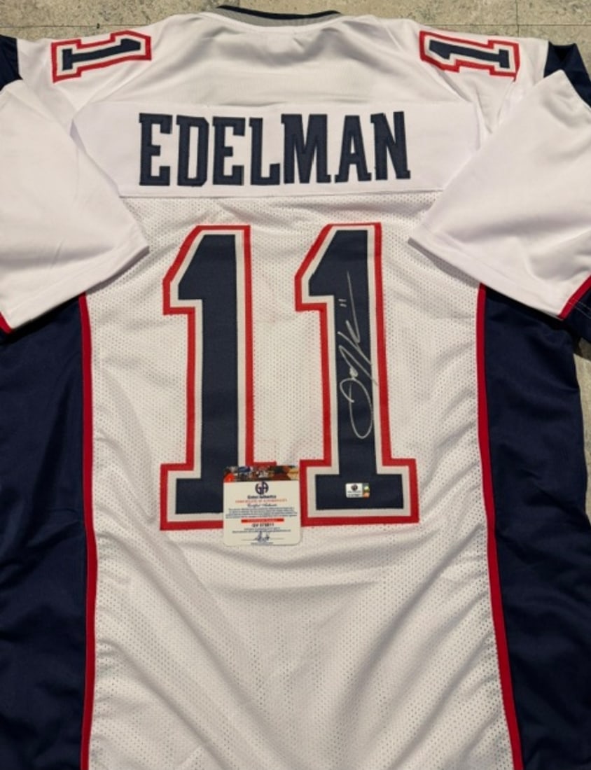 Julian Edelman New England Patriots Autographed Custom Football Jersey coa - 2
