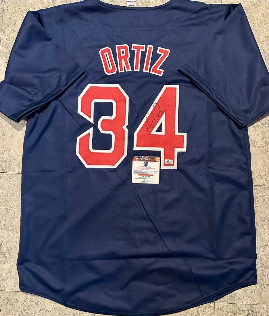 David Ortiz Boston Red Sox Autographed Custom Baseball Jersey coa: David Ortiz Boston Red Sox Autographed Custom Baseball Jersey GA coa - Autograph Location & coa # may vary JERSEY SIZE EXTRA LARGE - CUSTOM JERSEY MEANS NO LOGOS, NO TEAM NAMES, & NO BRAND NAMES
