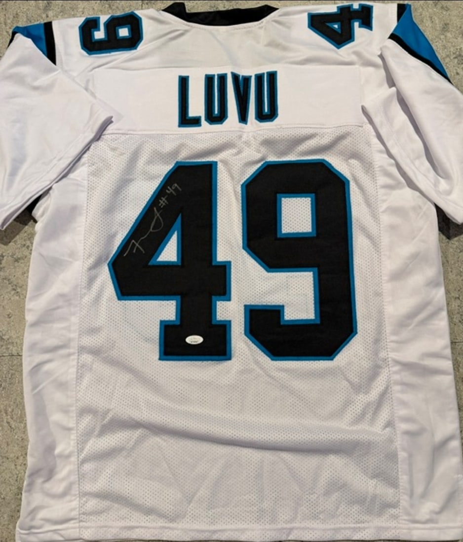 Frankie Luvu Carolina Panthers Autographed Custom Football Style Jersey JSA Sticker Only (1 of 3)