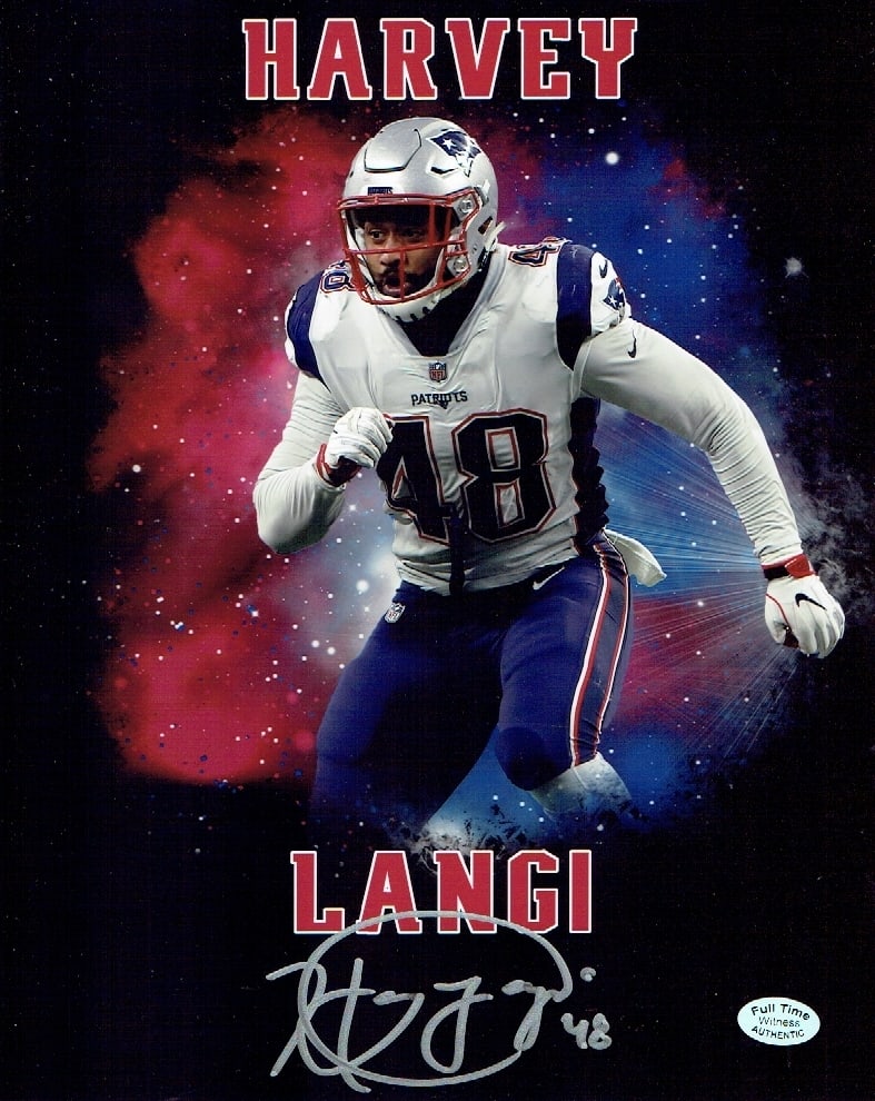 Harvey Langi New England Patriots Autographed 8x10 Photo coa: Harvey Langi New England Patriots Autographed 8x10 Photo Full Time coa