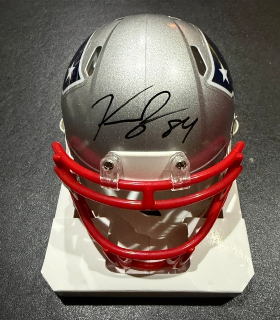 Kendrick Bourne New England Patriots Autographed Riddell Mini Helmet Beckett Hologram: Kendrick Bourne New England Patriots Autographed Riddell Mini Helmet Beckett Witnessed QR Hologram Included (THERE IS NO COA CARDS WITH QR CODE HOLGRAMS - SCAN QR CODE WITH CAMERA TO VERIFY