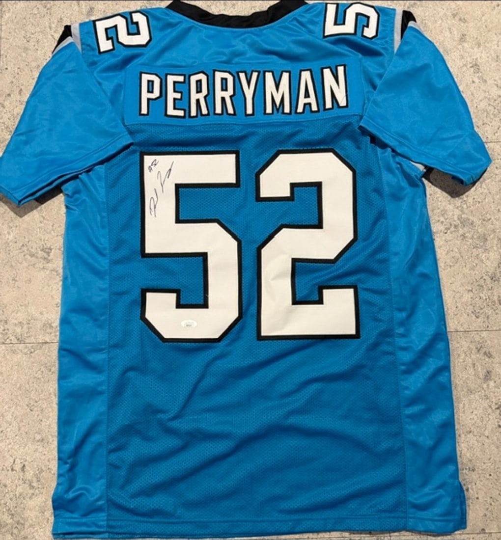 Denzel Perryman Carolina Panthers Autographed Custom Football Style Jersey JSA Sticker Only (1 of 3)