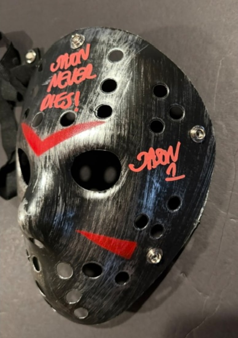 Ari Lehman JASON Friday the 13th Autographed & Inscribed Black Mask JSA HOLOGRAM - 3