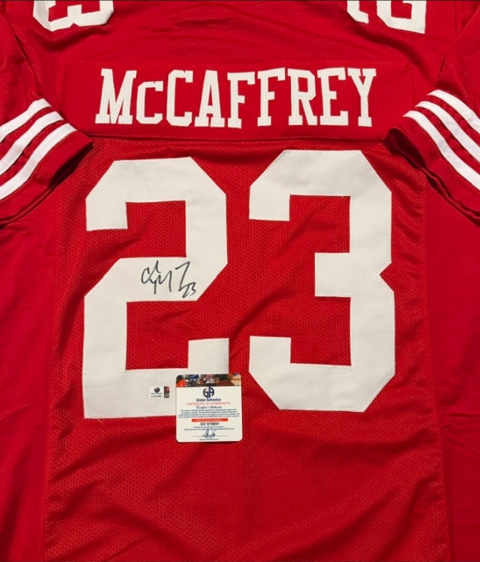 Christian McCaffery San Francisco 49ers Autographed Custom Football Jersey coa - 2