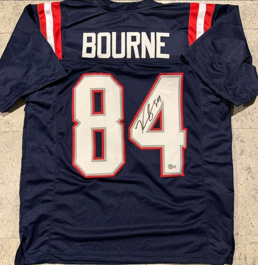 Kendrick Bourne New England Patriots Autographed Custom Football Jersey JSA Hologram: Kendrick Bourne New England Patriots Autographed Custom Football Jersey JSA Witnessed QR HOLOGRAM (THERE IS NO COA CARDS WITH QR CODE HOLGRAMS - SCAN QR CODE WITH CAMERA TO VERIFY AUTHENTICITY) -