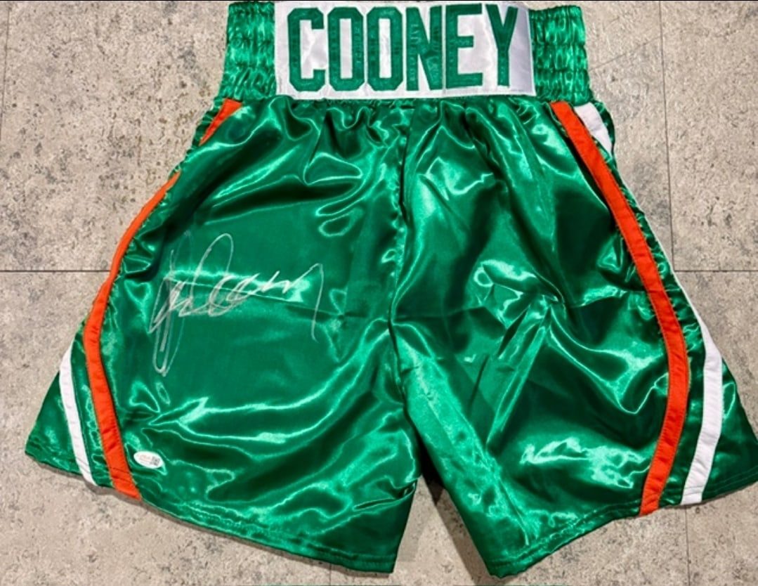 Gerry Cooney Former Heavyweight Boxer Autographed Boxing Trunks JSA Hologram: Gerry Cooney Former Heavyweight Boxer Autographed Boxing Trunks JSA WITNESSED QR HOLOGRAM INCLUDED (THERE IS NO COA CARDS WITH QR CODE HOLGRAMS - SCAN QR CODE WITH CAMERA ON PHONE OR TABLET TO VERIFY 