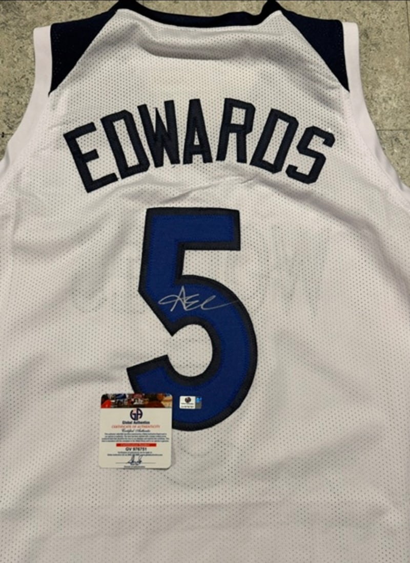 Anthony Edwards Minnesota Timberwolves Autographed Custom Basketball Jersey coa - 2