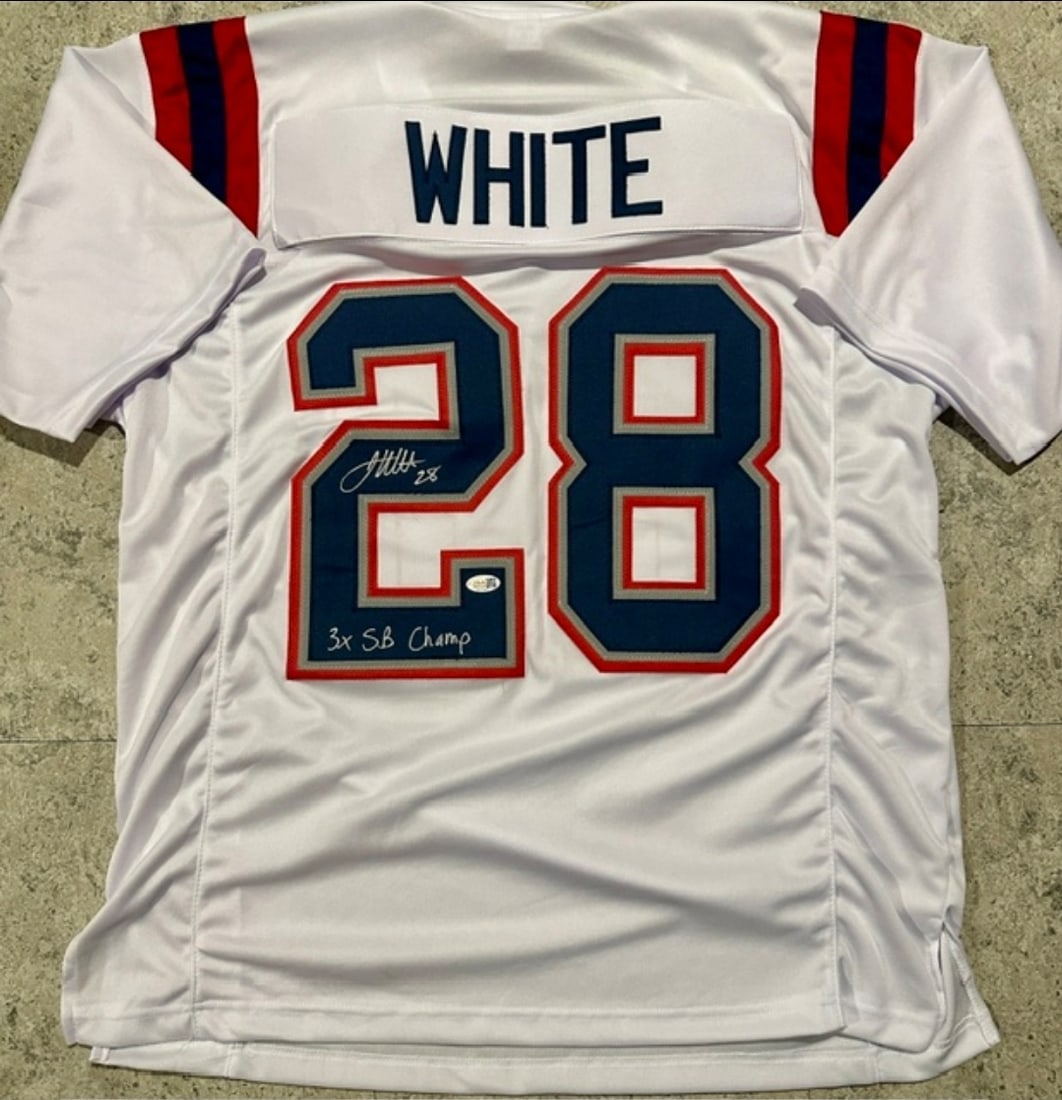 James White New England Patriots Autographed & Inscr Custom Football Jersey JSA HOLOGRAM (1 of 3)