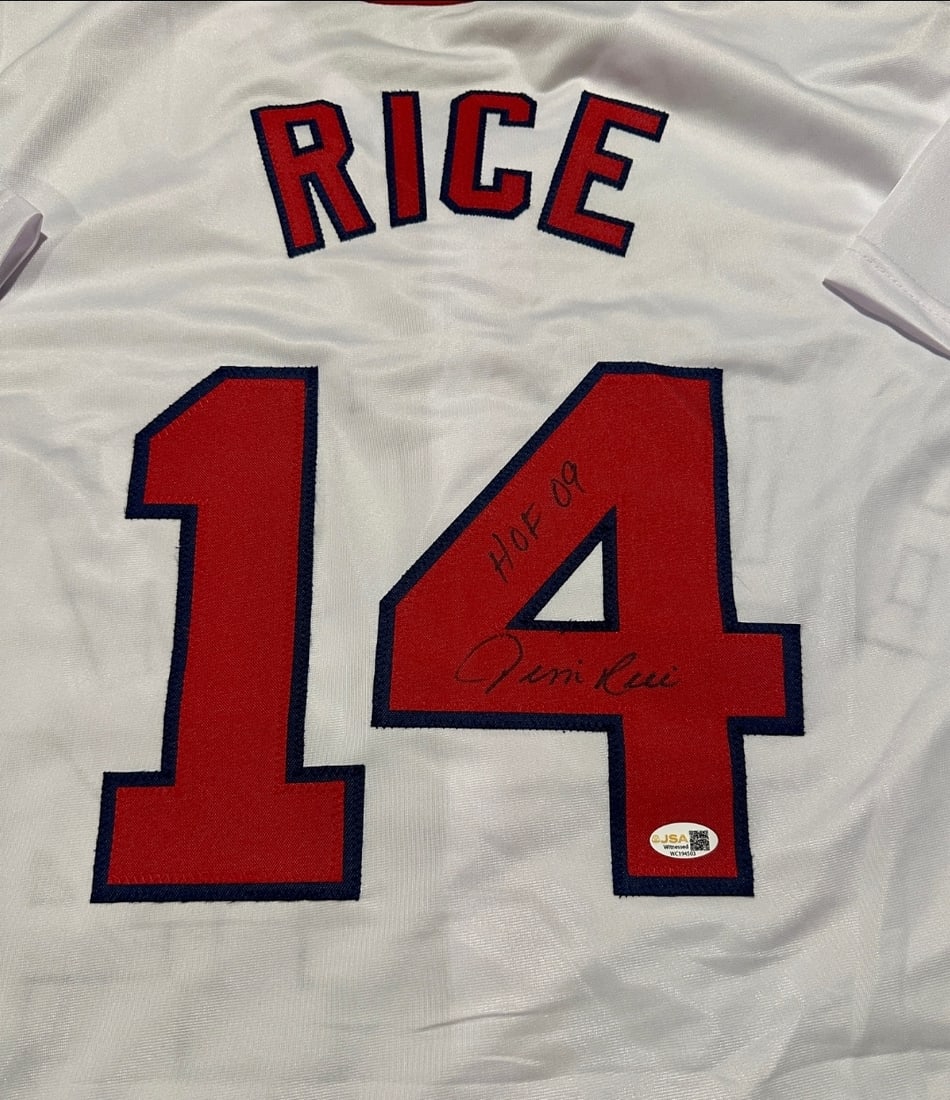 Jim Rice Boston Red Sox Autographed & Insc. Custom Baseball Jersey JSA Hologram - 2