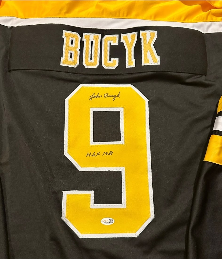 Johnny Bucyk Boston Bruins Autographed & Ins Custom Hockey Jersey JSA coa - 2